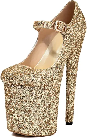 Roimaash Women Pole Dance Heels Stiletto High Heels Mary Jane Pumps Platform