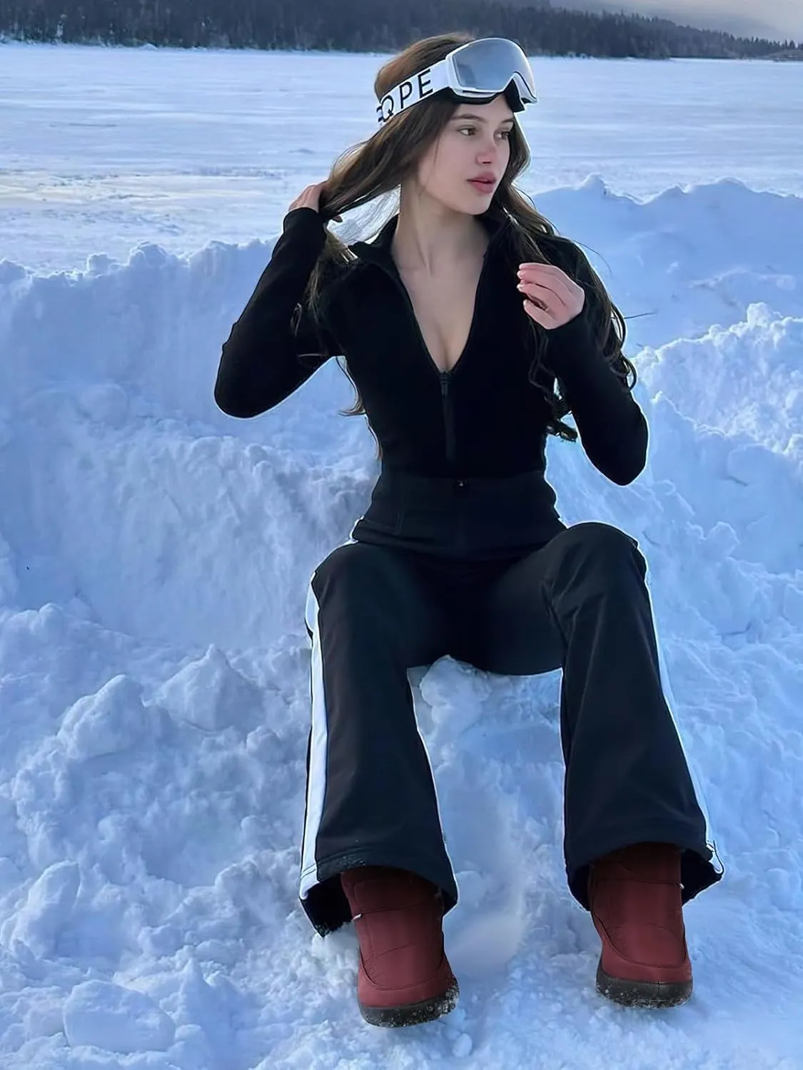 SHIBEVER Womens Winter Boots Warm: Womens Waterproof Snow Boots Ankle Casual Cold Weather Fur Lined Comfortable Booties