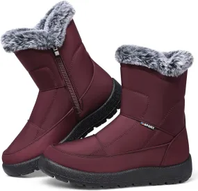 SHIBEVER Womens Winter Boots Warm: Womens Waterproof Snow Boots Ankle Casual Cold Weather Fur Lined Comfortable Booties