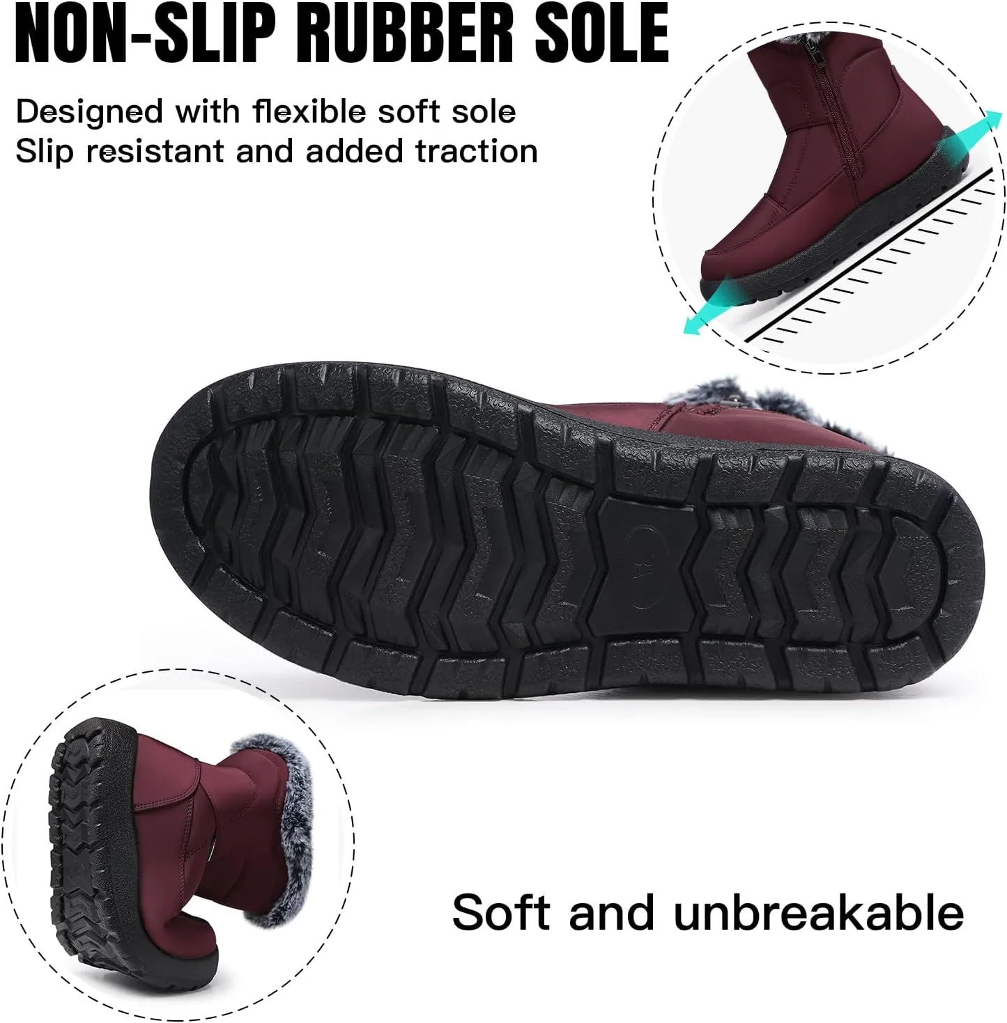 SHIBEVER Womens Winter Boots Warm: Womens Waterproof Snow Boots Ankle Casual Cold Weather Fur Lined Comfortable Booties