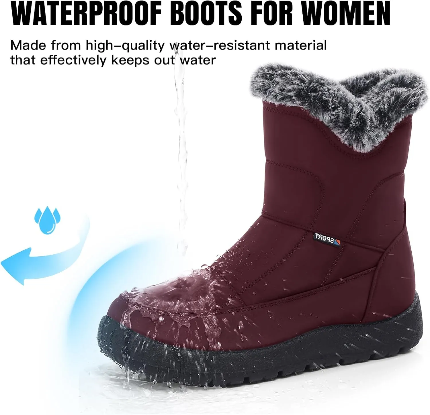 SHIBEVER Womens Winter Boots Warm: Womens Waterproof Snow Boots Ankle Casual Cold Weather Fur Lined Comfortable Booties