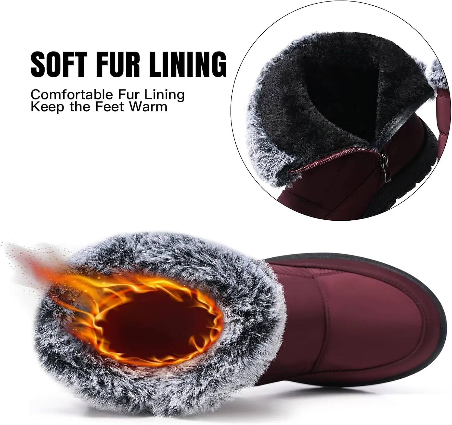 SHIBEVER Womens Winter Boots Warm: Womens Waterproof Snow Boots Ankle Casual Cold Weather Fur Lined Comfortable Booties