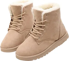 Snow Boots for Women Winter Boots for Women Fashion Short Boots Flat Heel Lace Up Warm Boots Cotton Shoes Boots