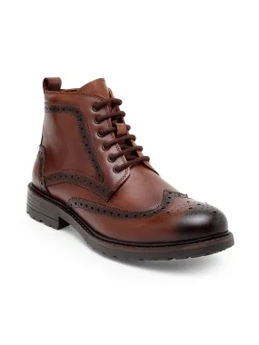 Teakwood Men Genuine Leather Mid top Brouges Boots