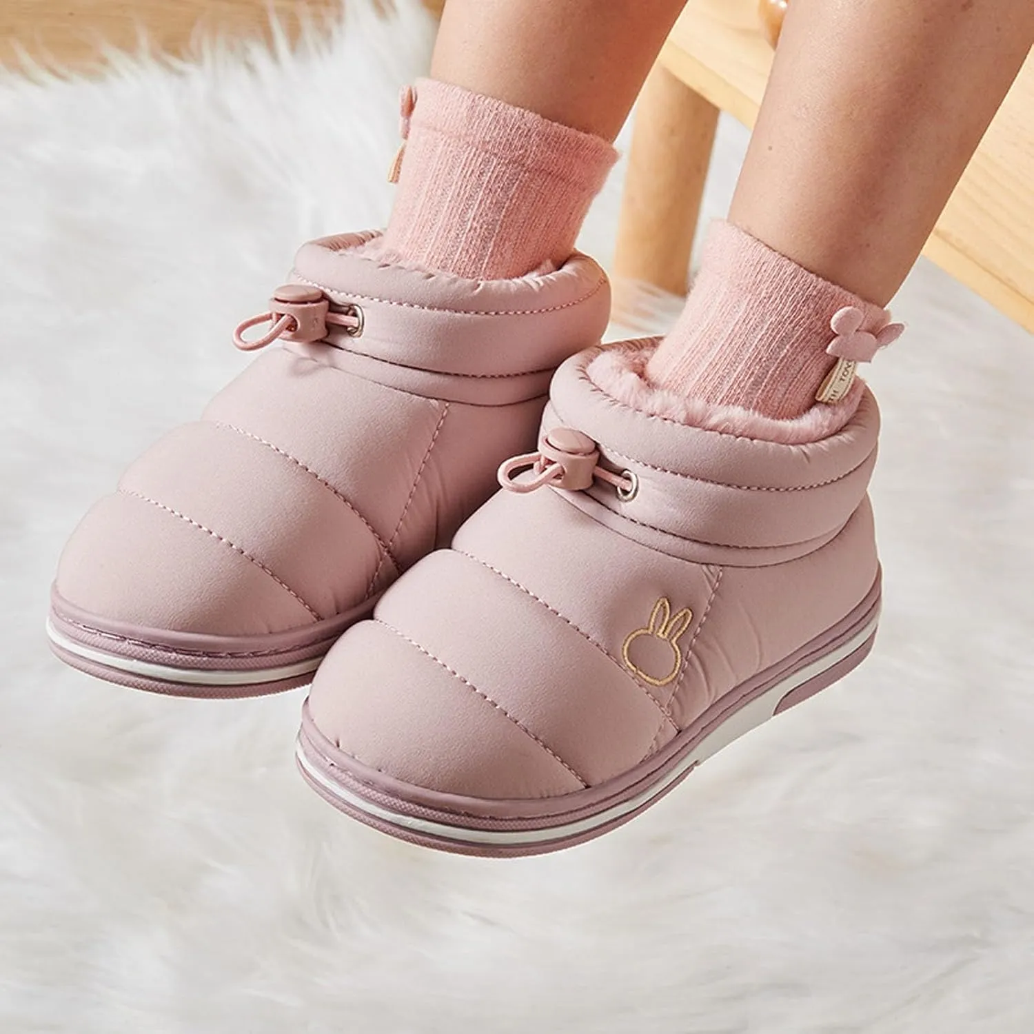 Toddler Baby Boys Girls Warm House Boots Kids Slippers Fuzzy  Lined Comfy Flat Bottom Indoor Toddler Dress Boots