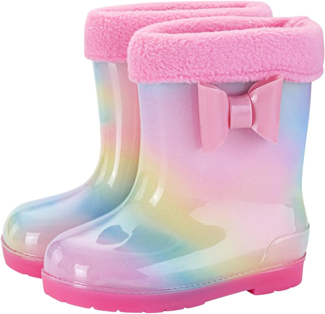 Toddler Kids Lightweight Waterproof Rain Boot with Cozy Lining Outdoor Boots for Boys Girls Rubber Baby Boy Shoes