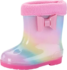 Toddler Kids Lightweight Waterproof Rain Boot with Cozy Lining Outdoor Boots for Boys Girls Rubber Baby Boy Shoes