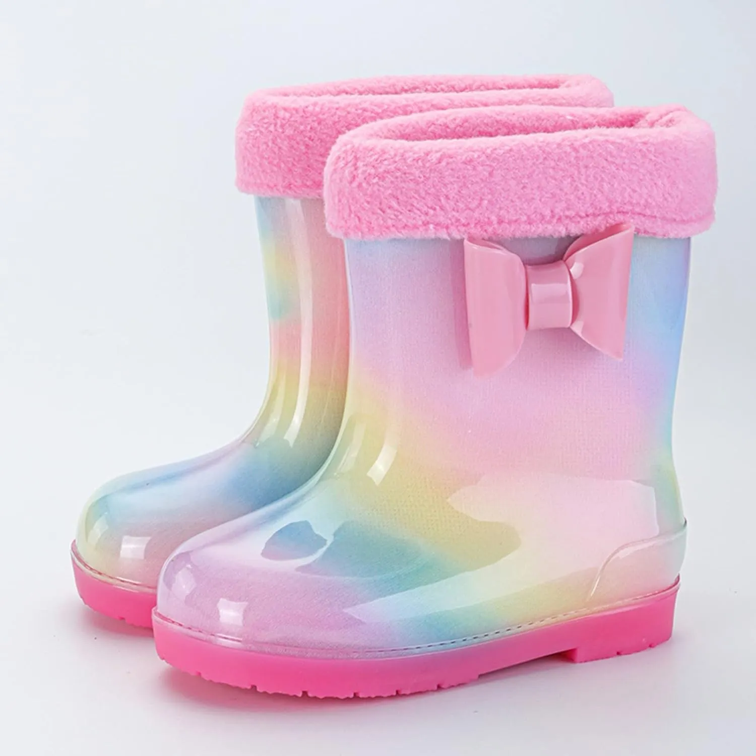 Toddler Kids Lightweight Waterproof Rain Boot with Cozy Lining Outdoor Boots for Boys Girls Rubber Baby Boy Shoes