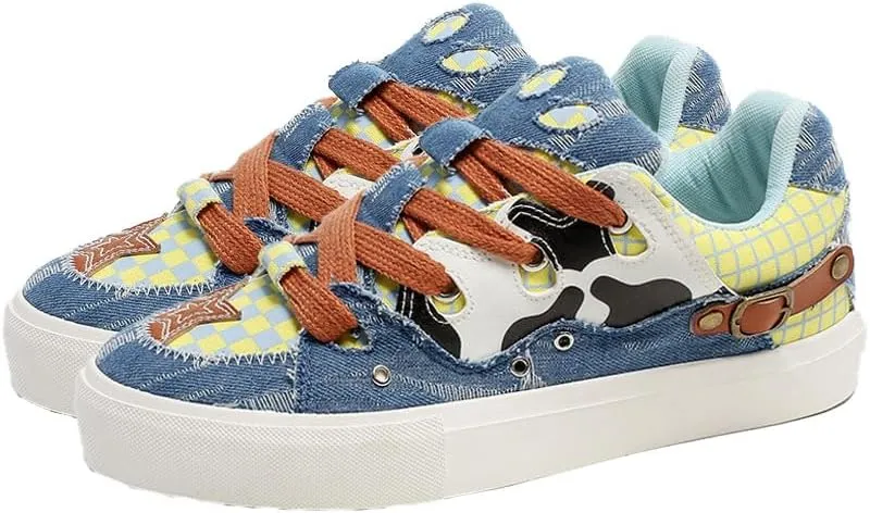 Women's Fashion Sneakers Casual Shoes Low Top Lace Up Sneakers Skate Tennis Shoes Comfortable Casual Walking Shoes