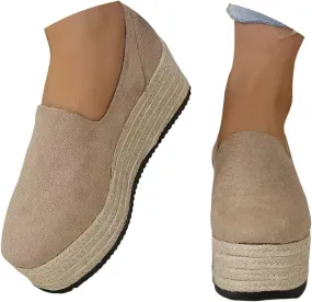 Womens Slip On Shoes Casual Platform Women's Running Shoes Fashion Sneakers Casual Loafers Mid Heels Walking Shoes