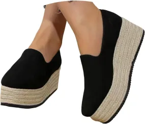 Womens Slip On Shoes Casual Platform Women's Running Shoes Fashion Sneakers Casual Loafers Mid Heels Walking Shoes