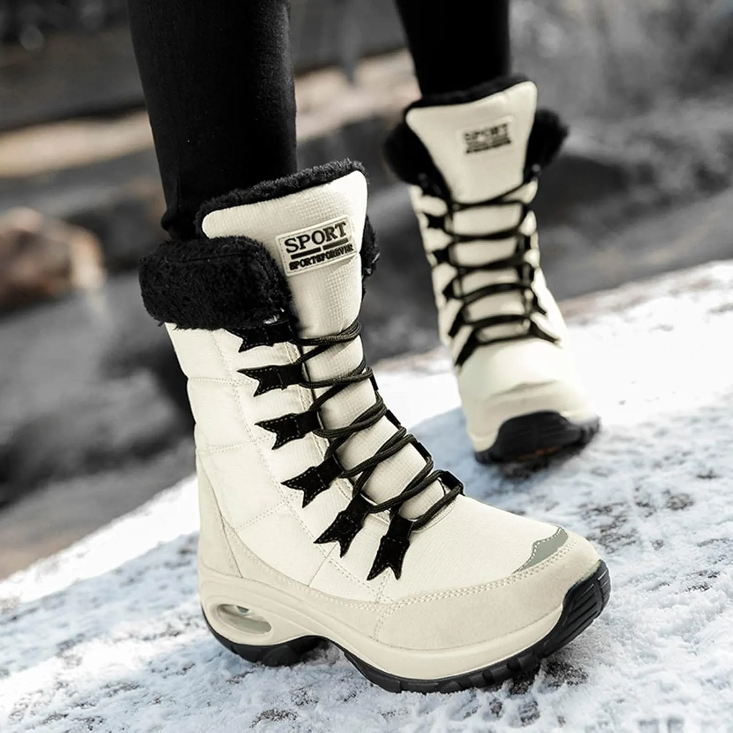 Women's Snow Boots Waterproof Winter Long Boots for Women Waterproof Snow Ankle Snow Boots Women Winter Platform Snow Boots for Snowshoeing Botas Invierno Para Mujer Pie Ancho
