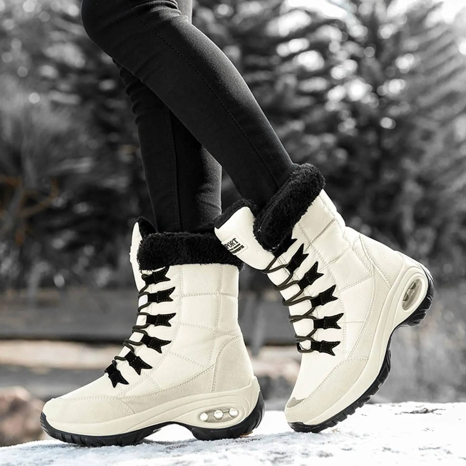 Women's Snow Boots Waterproof Winter Long Boots for Women Waterproof Snow Ankle Snow Boots Women Winter Platform Snow Boots for Snowshoeing Botas Invierno Para Mujer Pie Ancho