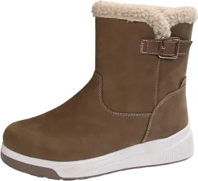 Womens Winter Snow BootsWalking Warm Faux Fur Lined Mid-Calf Hiking Booties Waterproof